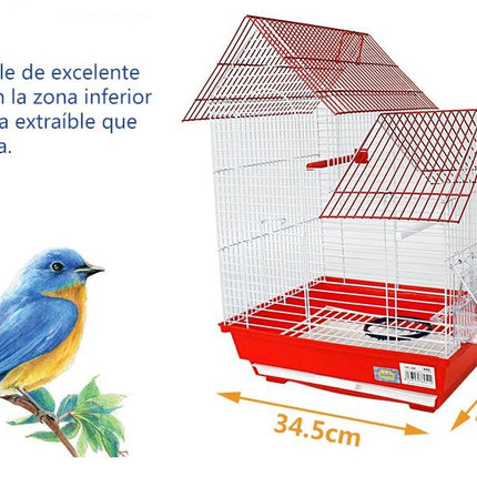 Jaula de pájaro con comedor perchas columpio periquito canario cómodo medidas34,5x28x50cm