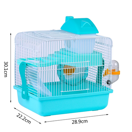 Jaula para roedores hamster casita 2 niveles casita hamster resistente buena ventilación  28.9x22.2x30.1cm