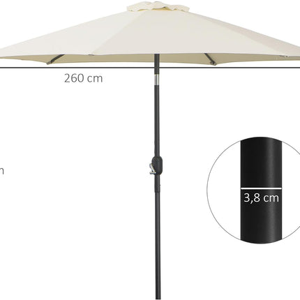 Sombrilla Parasol Reclinable para Jardín Patio Terraza Playa Piscina con Manivela Protector UV Φ2.7x2.35m Aluminio