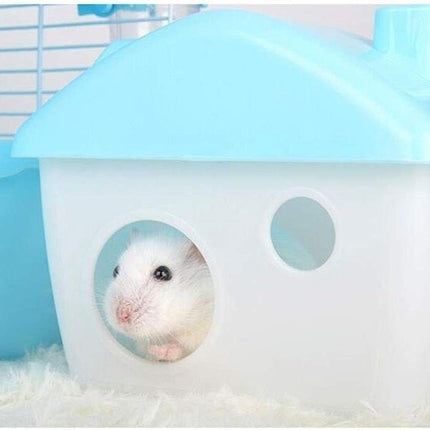 Jaula para roedores hamster casita 2 niveles casita hamster resistente buena ventilación  28.9x22.2x30.1cm