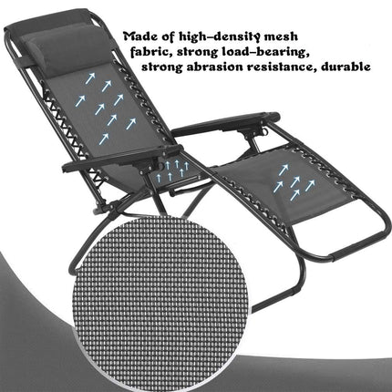 Set de 2 sillas Gravedad Cero reclinables Tumbonas sillas reclinable ajustable butacas plegable con almohada