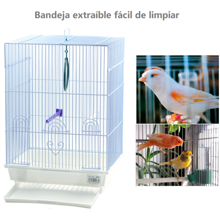 Jaula para pájaros con comederos y columpio Jaula ave agapornis jaula para ninfas pajarera periquito Canarios 34.5x28x48cm