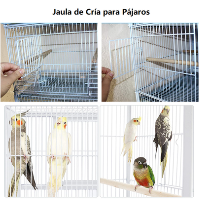 Pajarera Jaula Pájaros Jaula de Cría Dividida Grande con Ruedas Voladero Metálica Dividida para Criadores Bandeja Extraíble