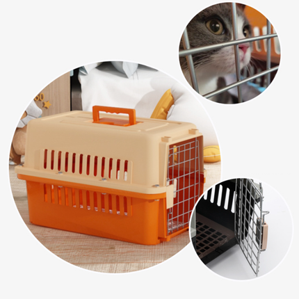 Transportín para perros gatos portátil transpirable transportadora mascotas de plástico desmontable con asa