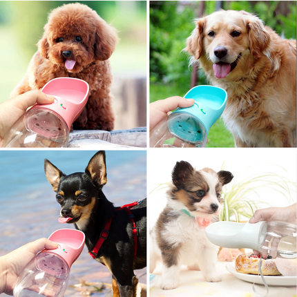Botella de agua perro 380ml bebedero portátil para cachorros gatos dispensador sin fugas mascotas al aire libre viaje