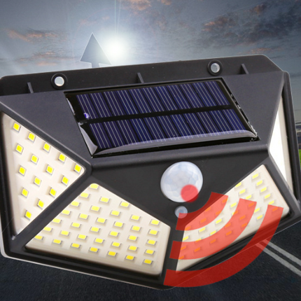 Set de 4 Lámparas solar de pared con sensor de movimiento y 100 LED, resistente al agua para exteriores