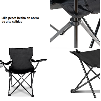 Set de 2 Sillas acampada plegable portátil sillas pesca camping playa con reposabrazos y bolsa de transportesenderismo trekking