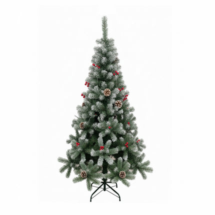 Árbol de Navidad Pino Nevado con Adorno de Piña Frutos Rojos y Nieve 150cm 180cm 210cm 240cm
