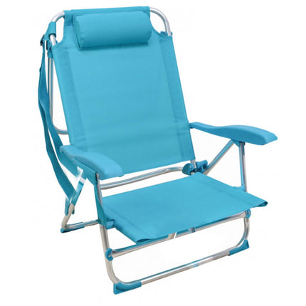 Silla de Playa Plegable y Reclinable con Cojín de 7 Posiciones de Aluminio y Tela Oxford 70X60X22/79CM