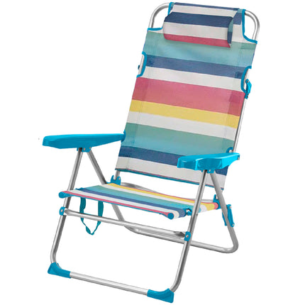 Silla de Playa Plegable y Reclinable con Cojín de 5 Posiciones de Aluminio y textileno 57X31X62/101CM