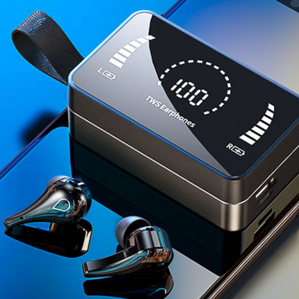 Auriculares TWS con Caja de Carga Espejo Bluetooth con pantalla LED inteligente y reflectantes metálicos H3 TWS 5.0