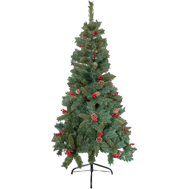 Árbol de Navidad con piñas Christmas Tree Decorations Abeto Artificial árbol Verde PVC y PE con Bayas rojas