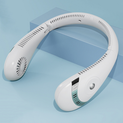 Ventilador portátil de cuello con pantalla digital USB Turbo sin aspas, plegable y silencioso para exteriores y hogar