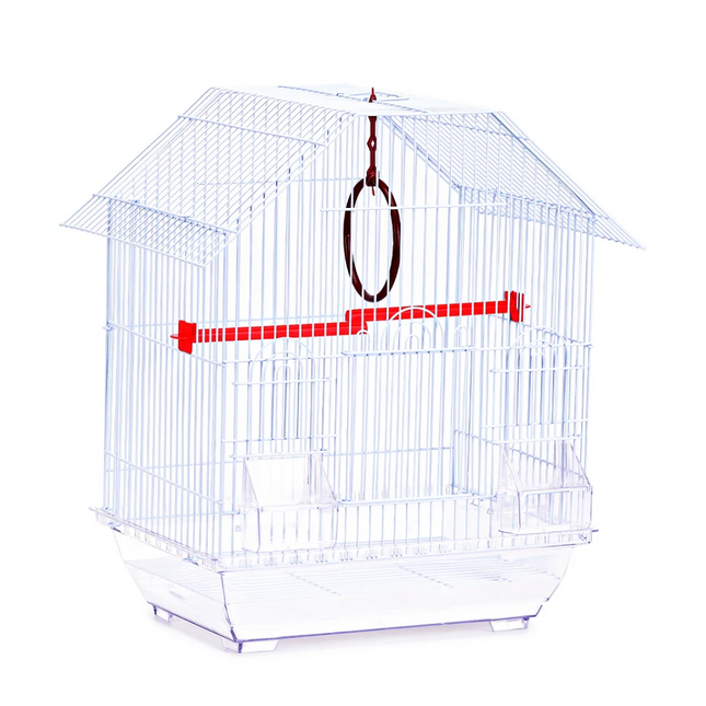 Jaula para Ave Metálica Caseta Pájaro con Comedero Columpio Saltador Jaula Desmontable  34.5x26x44cm