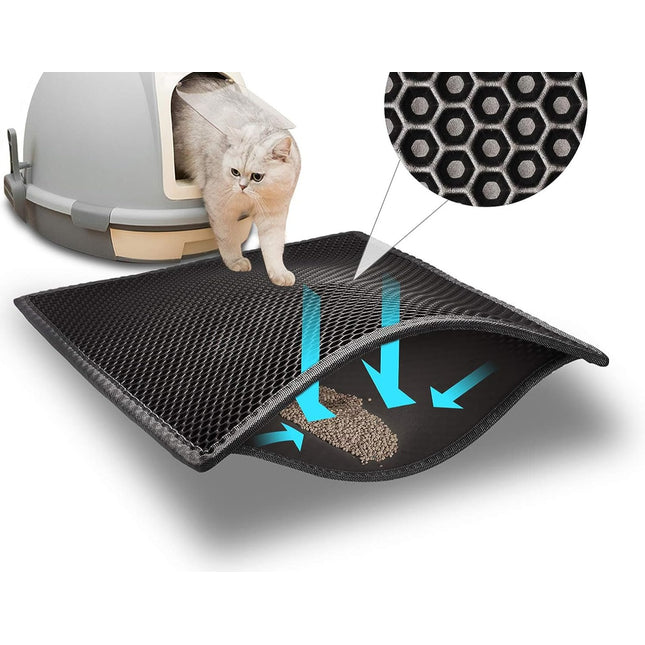 Alfombra Gatos Arenero Doble Capa Impermeable Alfombrilla Arenero Gato Cat Litter Mat Fácil de Limpiar