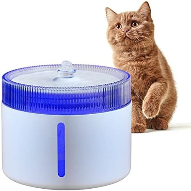 Fuente para Gatos Bebedero Gatos Fuente para Perros Silenciosa, Bebedero Gatos Automática con Agua Nivel LED Indicadora 18x18x14.3cm/2L
