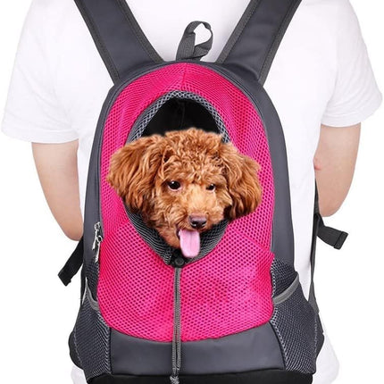 Mochila del Perros Portadora de Mascotas con Abertura con Cordón Retráctil Bolsa de Viaje para Mascotas Bien Ventilado para Gatos Perros 42x29x17CM