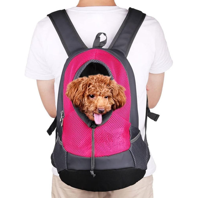Mochila del Perros Portadora de Mascotas con Abertura con Cordón Retráctil Bolsa de Viaje para Mascotas Bien Ventilado para Gatos Perros 42x29x17CM