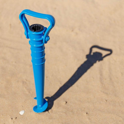 Pack de Sombrilla de Playa de 8 Varillas con Pincho de Soporte de Arena Protección Solar UPF+50 de Raya Azul Aluminio