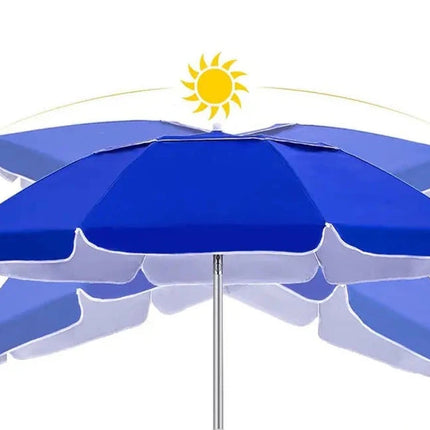 Pack de Sombrilla de Playa de 8 Varillas con Pincho de Soporte de Arena Protección Solar UPF+50 de Azul Aluminio