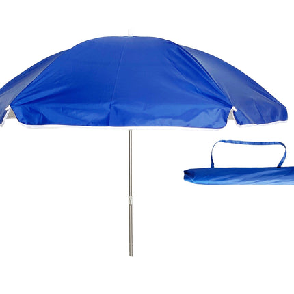 Pack de Sombrilla de Playa de 8 Varillas con Pincho de Soporte de Arena Protección Solar UPF+50 de Azul Aluminio