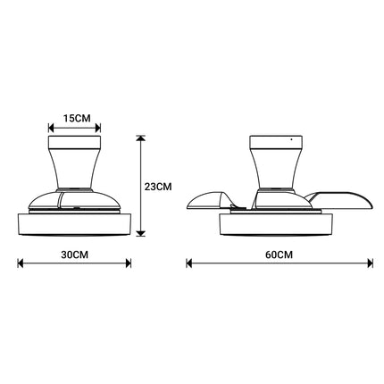 Ventilador de Techo con Luz Pequeño Motor DC Ultra Silencioso, 6 Velocidades, 3 Colores  60cm