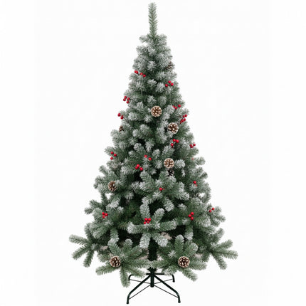 Árbol de Navidad Pino Nevado con Adorno de Piña Frutos Rojos y Nieve 150cm 180cm 210cm 240cm