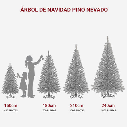 Árbol de Navidad Pino Nevado con Adorno de Piña Frutos Rojos y Nieve 150cm 180cm 210cm 240cm