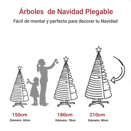 Árbol de Navidad Plegable y Retráctil - Fácil de Montar - ¡Decora en Segundos!