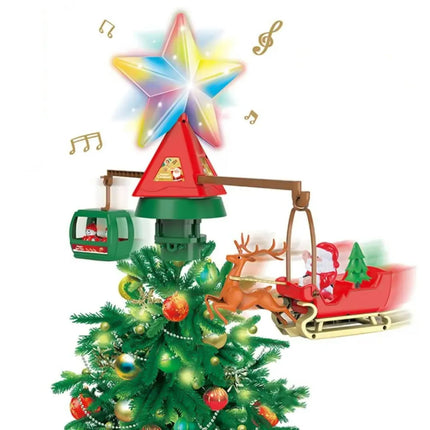 Adorno Árbol Navidad Estrella Giratorio Navideño Trineo+Teleférico Recargable