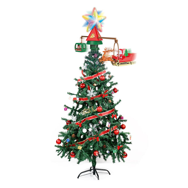 Adorno Árbol Navidad Estrella Giratorio Navideño Trineo+Teleférico Recargable