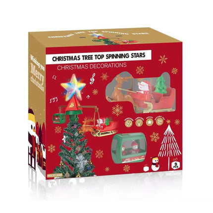 Adorno Árbol Navidad Estrella Giratorio Navideño Trineo+Teleférico Recargable