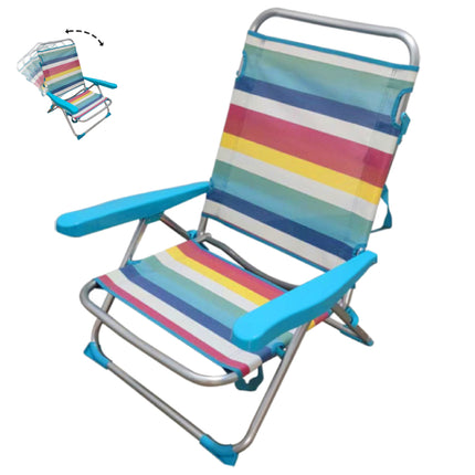 Silla de Playa Reclinable y Plegable Convertible en Cama – Aluminio Ligero y Textileno, 4 Posiciones, Portátil para Camping, Jardín, Terraza, 53x62x20/78CM