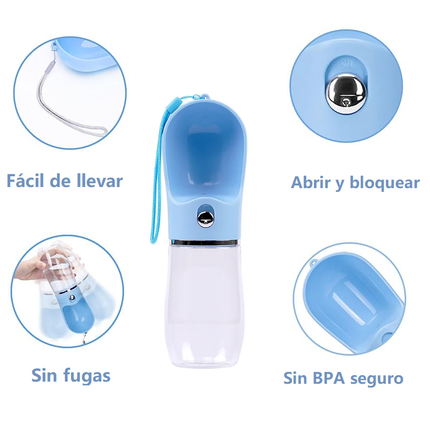 Botella de agua perro 380ml bebedero portátil para cachorros gatos dispensador sin fugas mascotas al aire libre viaje