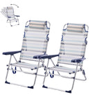 [Pack de 2] Silla de Playa Plegable y Reclinable con Cojín de 5 Posiciones de Aluminio y textileno 57X31X62/101CM