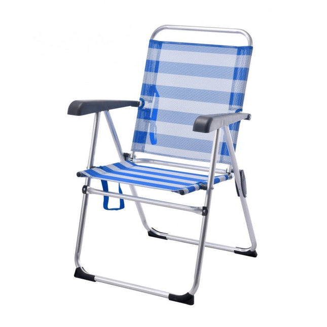Silla de Playa Plegable y Reclinable de 5 Posiciones de Aluminio y textileno 55,5X42X58/99CM