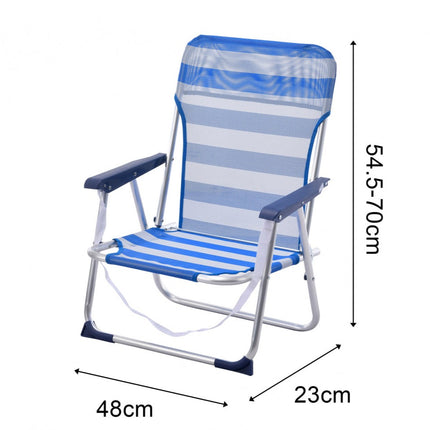 Sillas Playa fijas de Asiento Bajo de Aluminio Silla Plegable de 48x23x70cm