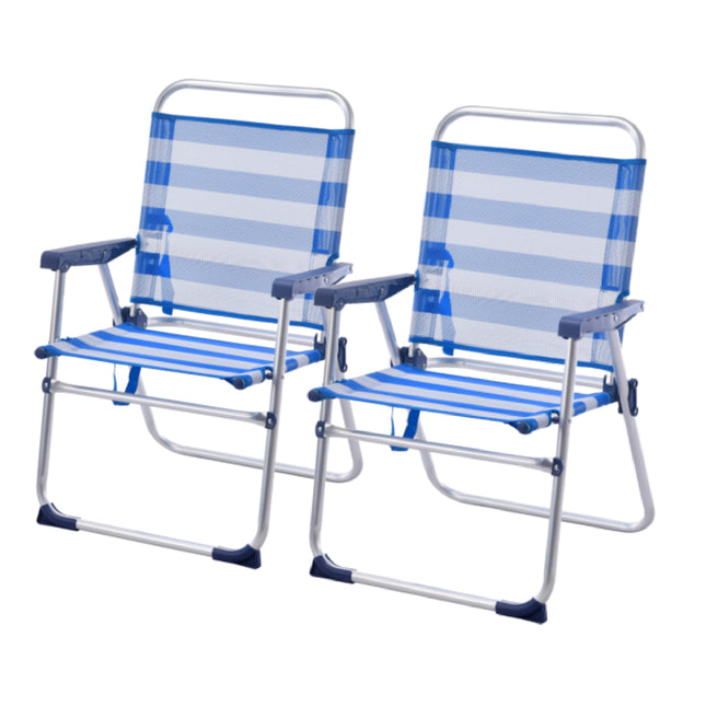 [Pack de 2] Sillas Plegables Silla de Playa Fija Plegable de Aluminio 52x38x84CM