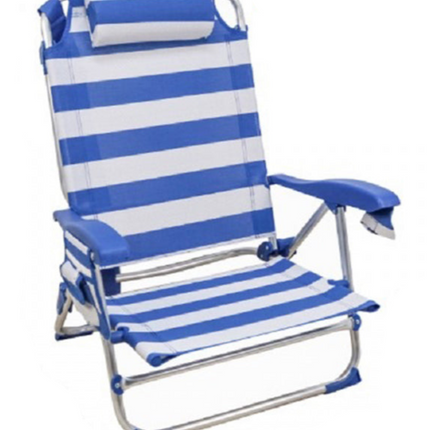 Silla de Playa Plegable y Reclinable con Cojín de 7 Posiciones de Aluminio y Tela Oxford 53X52X80CM