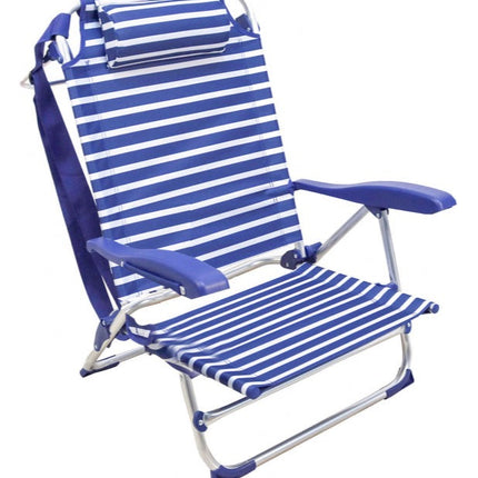 Silla de Playa Plegable y Reclinable con Cojín de 7 Posiciones de Aluminio y Tela Oxford 70X60X22/79CM