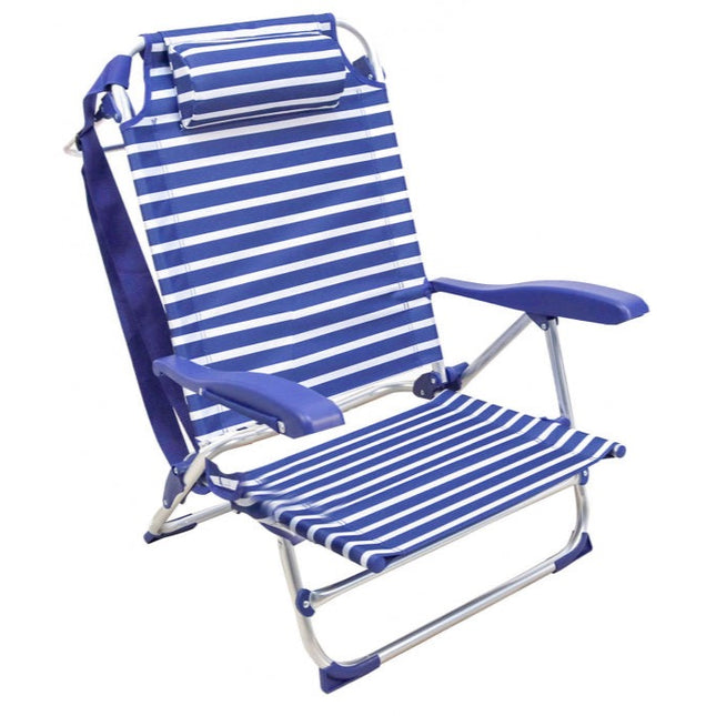 Silla de Playa Plegable y Reclinable con Cojín de 7 Posiciones de Aluminio y Tela Oxford 70X60X22/79CM