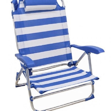 Silla de Playa Plegable y Reclinable con Cojín de 7 Posiciones de Aluminio y Tela Oxford 70X60X22/79CM