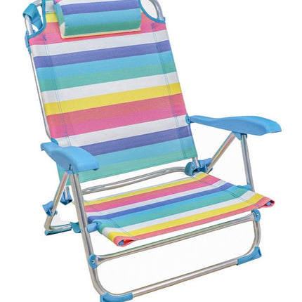 Silla de Playa Plegable y Reclinable con Cojín de 7 Posiciones de Aluminio y Tela Oxford 70X60X22/79CM