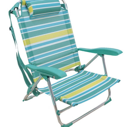 Silla de Playa Plegable y Reclinable con Cojín de 7 Posiciones de Aluminio y Tela Oxford 70X60X22/79CM