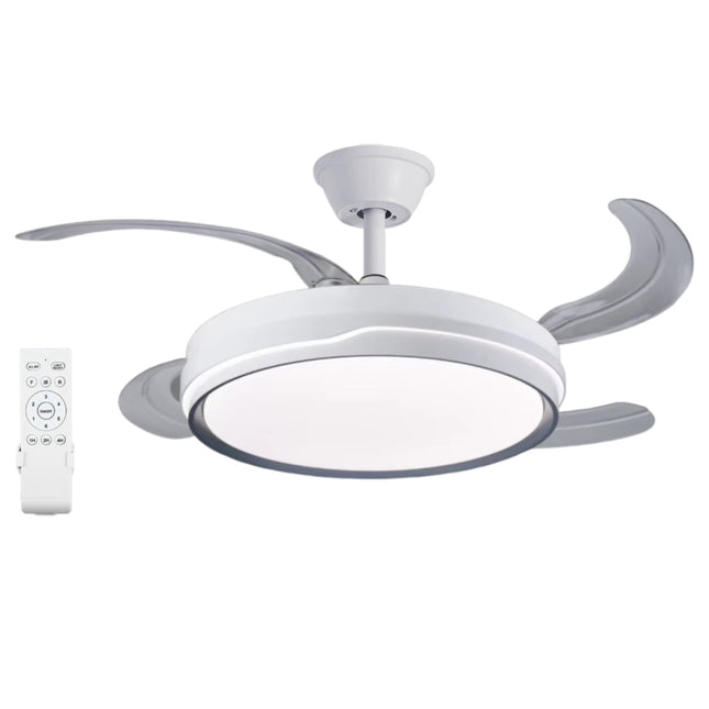 Ventilador de Techo con Luz LED 70W, Control Remoto, 107cm, 6 Velocidades, Temporizador, 3 Tonos de Luz (3000K/4200K/6500K), Función Reversible, Silencioso