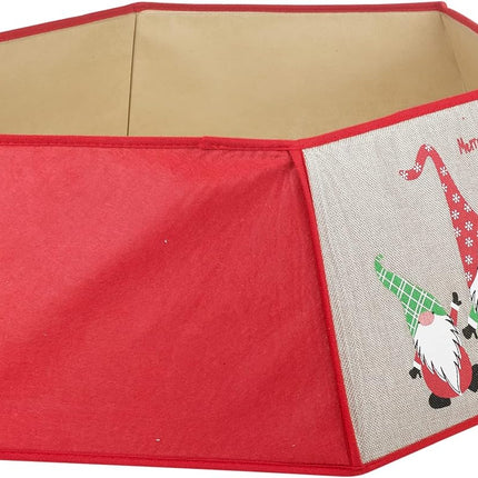 Falda Pie de árbol de Navidad de tela de yute y fieltro en rojo/natural vestido de soporte decoración navideña Medidas 30/40*25CM
