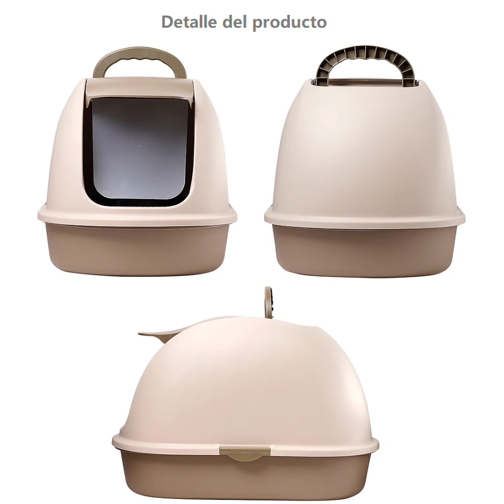Arenero Semicerrado Para Gatos Con Paredes Altas | 40x28x16 Cm, Antisalpicaduras Y Antiolores | Incluye Pala, Ideal Para Gatos Grandes Y Múltiples