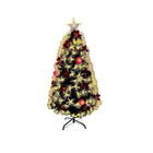 Árbol de Navidad Luminoso de Fibra óptica con Frutos y Flores Rojo