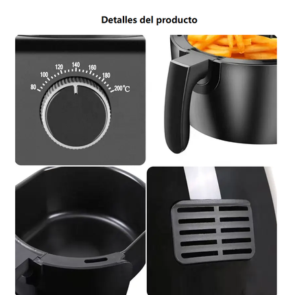 Freidora de Aire Sin Aceite 4.5L Ajuste de Tiempo y Temperatura 1350W cocina eficiente saludable sin humo