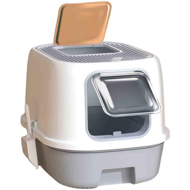 Arenero para Gatos con Ventana tipo cajonera para Gatos Grande, Cuchara incluida52*39*40cm